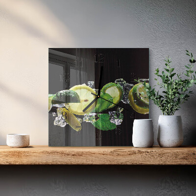 Orologio quadrato in vetro Limone e lime