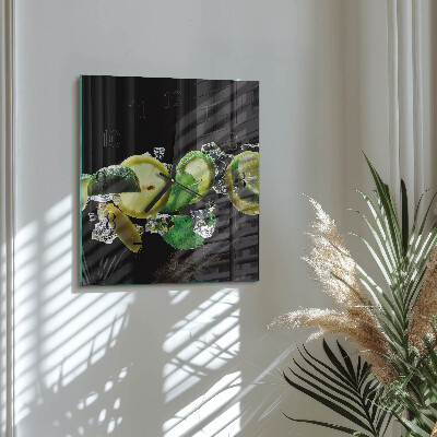 Orologio quadrato in vetro Limone e lime