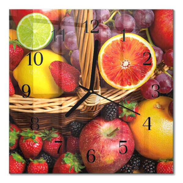 Quadrato orologio in vetro decorativo Frutta