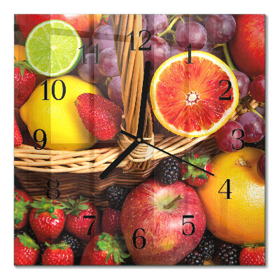 Quadrato orologio in vetro decorativo Frutta