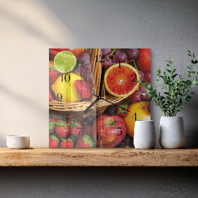 Quadrato orologio in vetro decorativo Frutta
