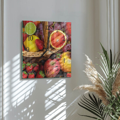 Quadrato orologio in vetro decorativo Frutta