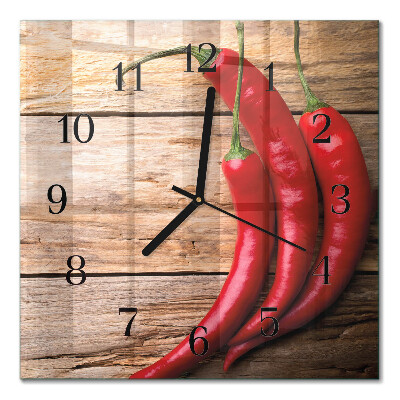 Quadrato orologio in vetro decorativo Peperoncini