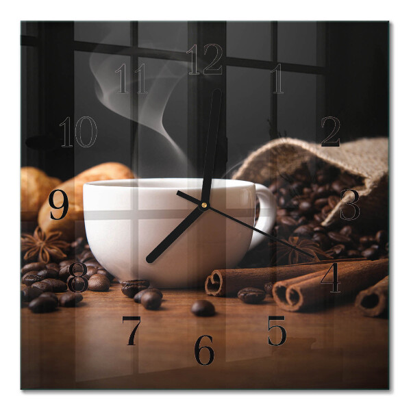 Quadrato orologio da parete Caffè