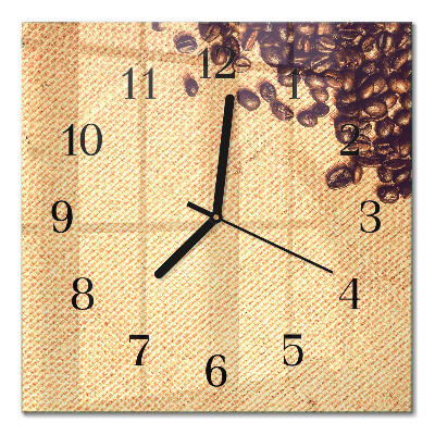 Orologio quadrato in vetro Chicchi di caffè