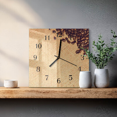 Orologio quadrato in vetro Chicchi di caffè