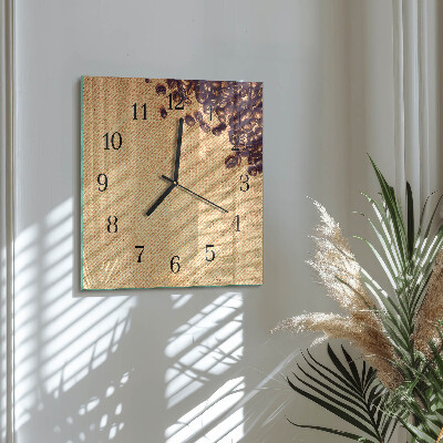 Orologio quadrato in vetro Chicchi di caffè