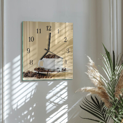 Quadrato orologio da parete Caffè