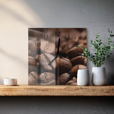 Orologio quadrato in vetro Chicchi di caffè