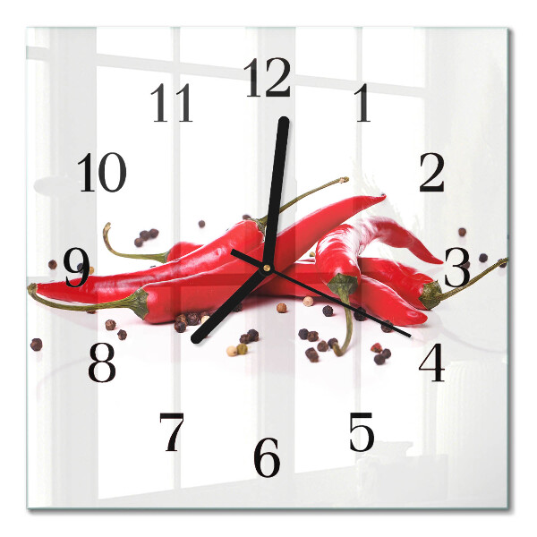 Quadrato orologio in vetro decorativo Peperoncini