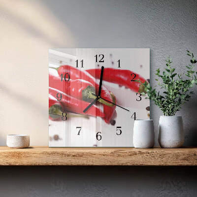 Orologio quadrato in vetro Peperoncini