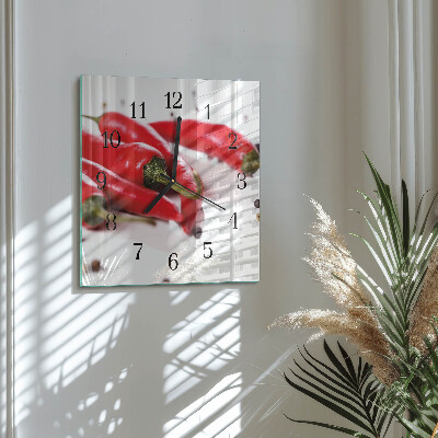 Orologio quadrato in vetro Peperoncini