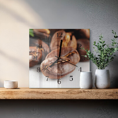 Orologio quadrato in vetro Chicchi di caffè