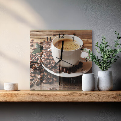 Quadrato orologio in vetro decorativo Caffè