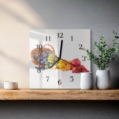 Quadrato orologio in vetro decorativo Frutta