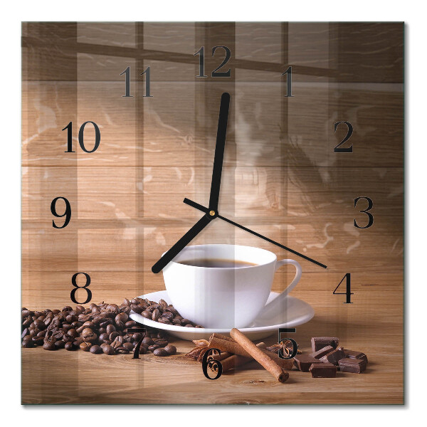 Quadrato orologio da parete Caffè