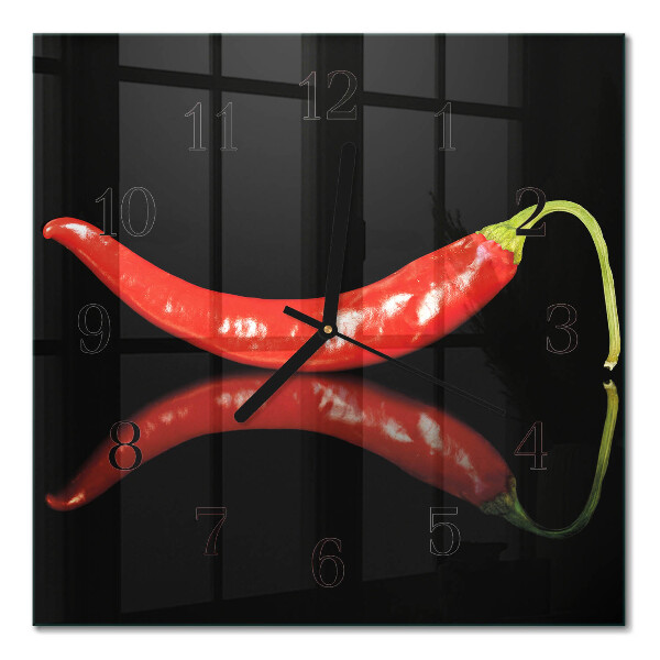 Quadrato orologio in vetro decorativo Peperoncini
