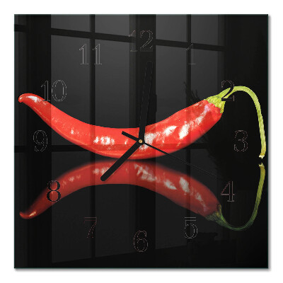 Quadrato orologio in vetro decorativo Peperoncini