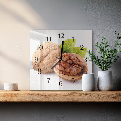 Quadrato orologio da parete Noce