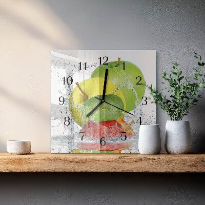 Quadrato orologio in vetro decorativo Mela