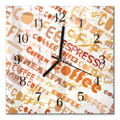 Quadrato orologio da parete Caffè