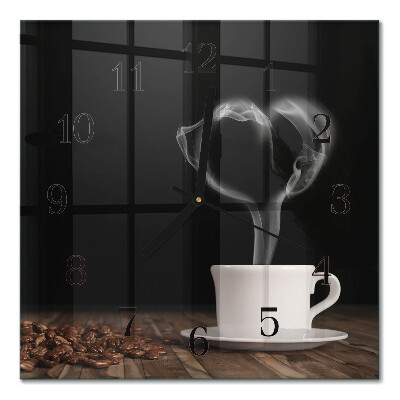 Quadrato orologio in vetro decorativo Caffè