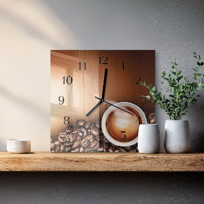 Quadrato orologio da parete Caffè