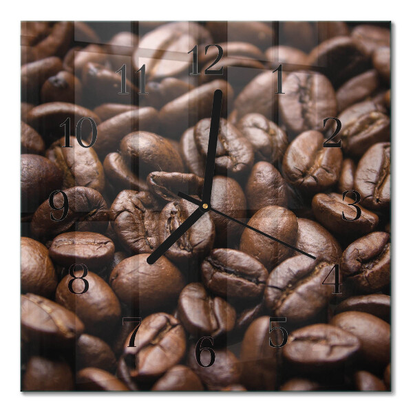 Quadrato orologio in vetro decorativo Chicchi di caffè