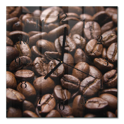 Quadrato orologio in vetro decorativo Chicchi di caffè