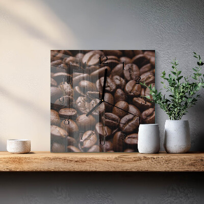 Quadrato orologio in vetro decorativo Chicchi di caffè