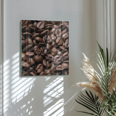 Quadrato orologio in vetro decorativo Chicchi di caffè