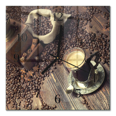 Quadrato orologio in vetro decorativo Caffè