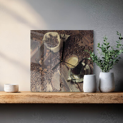Quadrato orologio in vetro decorativo Caffè