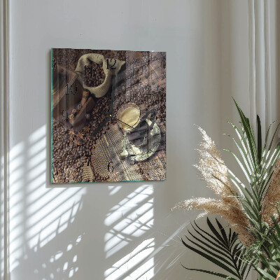 Quadrato orologio in vetro decorativo Caffè