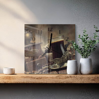 Orologio quadrato in vetro Caffè