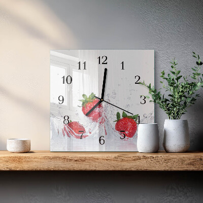 Quadrato orologio in vetro decorativo Fragola