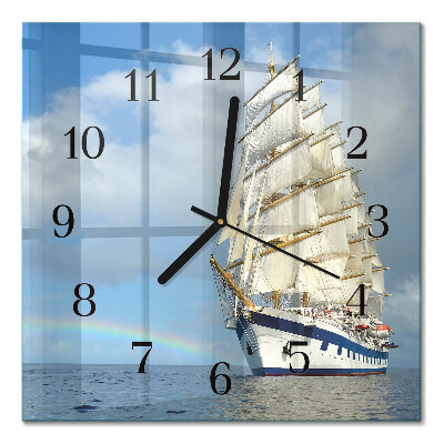 Quadrato orologio in vetro decorativo Nave