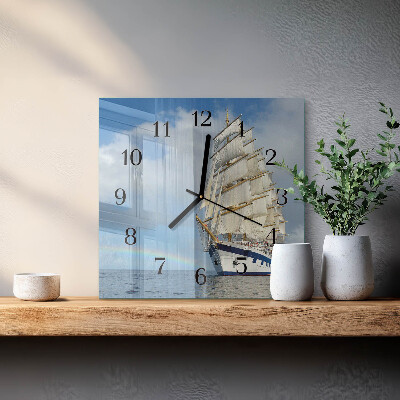 Quadrato orologio in vetro decorativo Nave