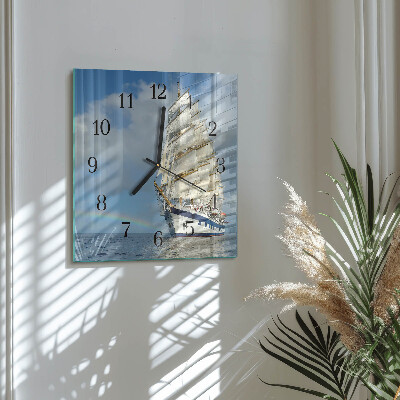 Quadrato orologio in vetro decorativo Nave