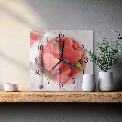 Quadrato orologio in vetro decorativo Cuore di anguria