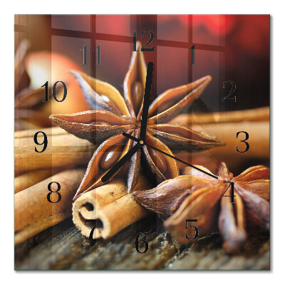 Quadrato orologio in vetro decorativo Anice e cannella