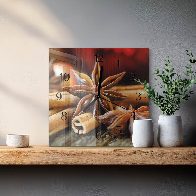 Quadrato orologio in vetro decorativo Anice e cannella