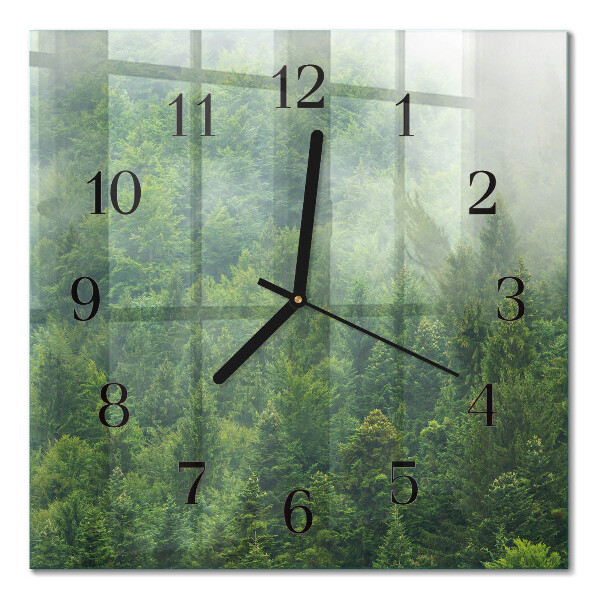 Quadrato orologio in vetro decorativo Foresta nebbiosa
