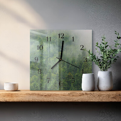 Quadrato orologio in vetro decorativo Foresta nebbiosa