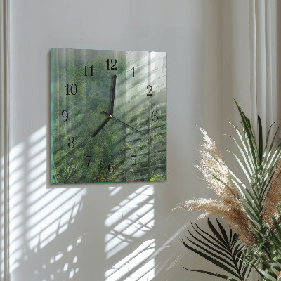 Quadrato orologio in vetro decorativo Foresta nebbiosa