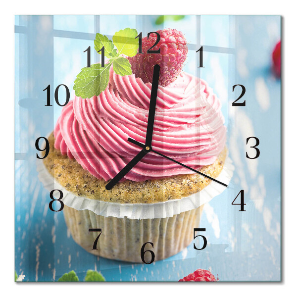 Orologio quadrato in vetro Muffin ai lamponi