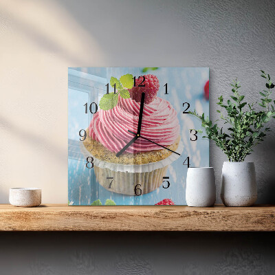 Orologio quadrato in vetro Muffin ai lamponi