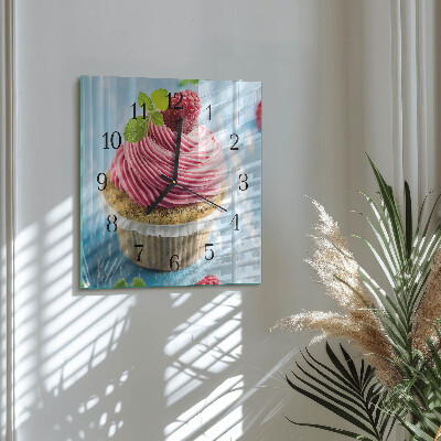 Orologio quadrato in vetro Muffin ai lamponi