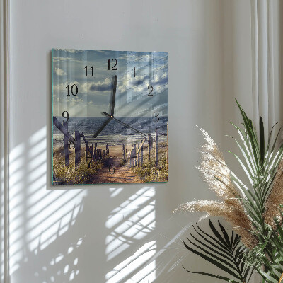 Quadrato orologio in vetro decorativo Spiaggia mare