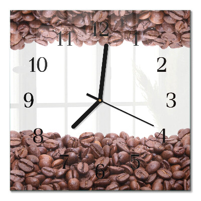 Orologio quadrato in vetro Chicchi di caffè